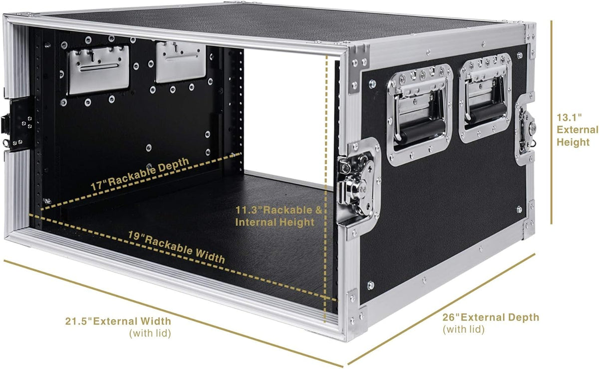 6U PA/DJ Rack Case with 17" Depth Plywood Metal Ball Corners N689466