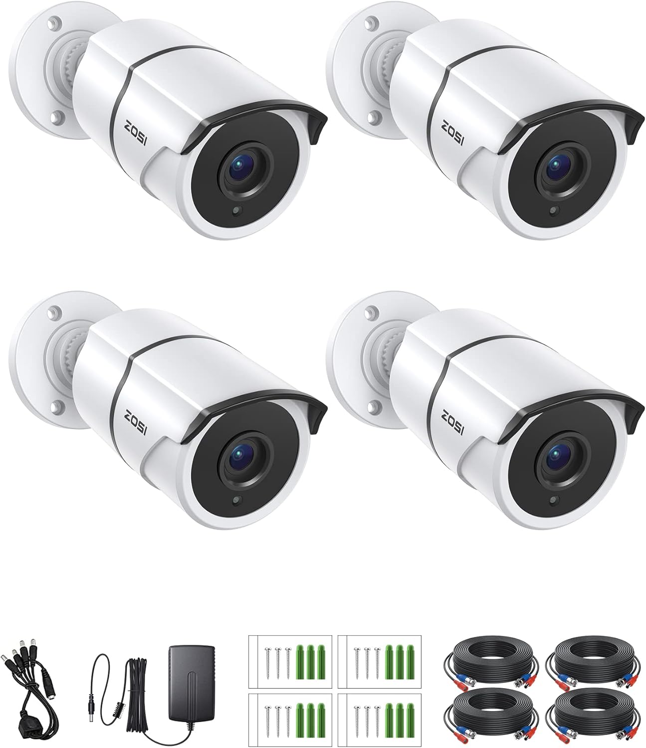 4PACK 1080P HD TVI Security Cameras 120ft Night Vision Waterproof Camera O5400