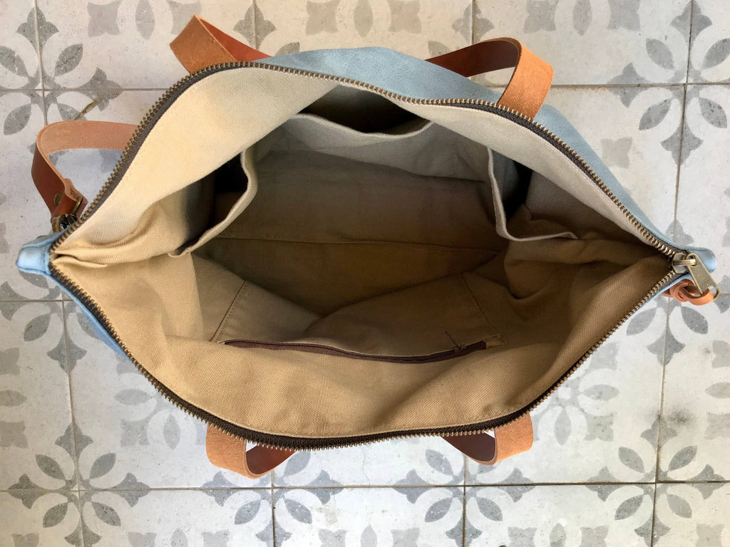 Large Blue Leather Bag V607