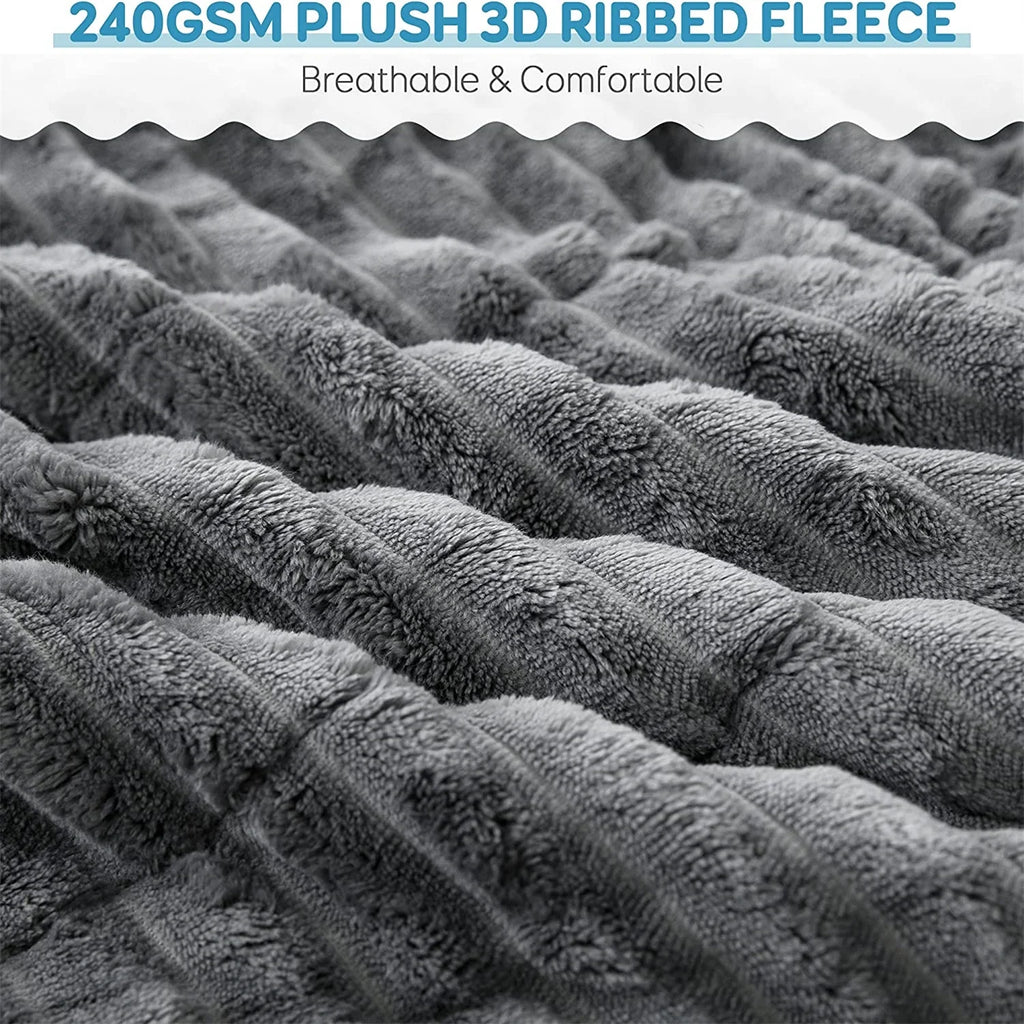 Gray Sherpa Fleece Weighted Blanket Queen Size 15lbs 60"x80" H449