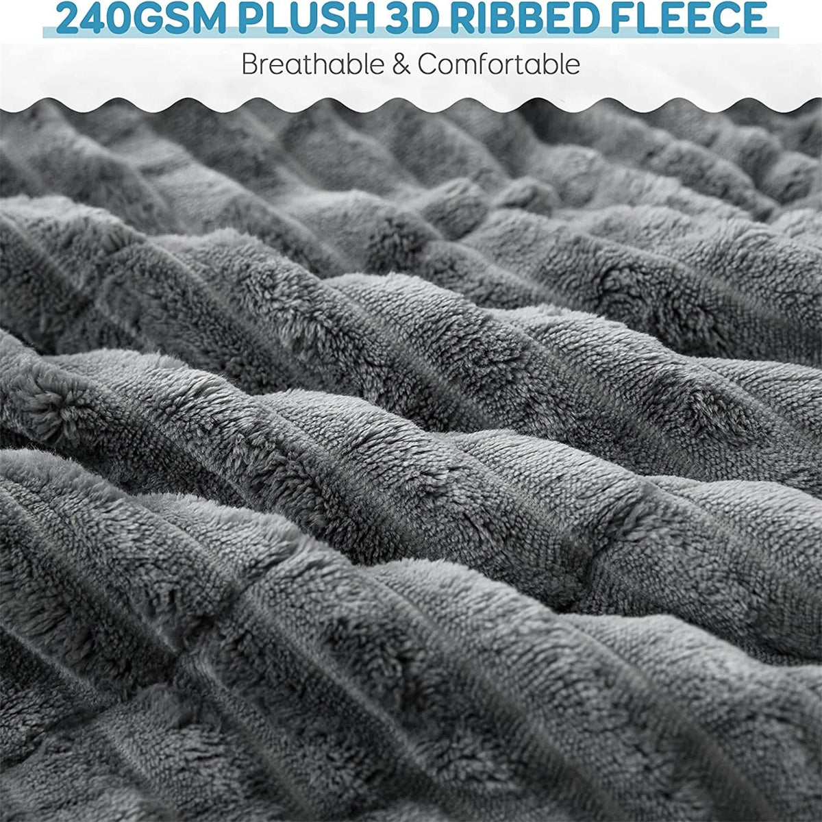 Gray Sherpa Fleece Weighted Blanket Queen Size 15lbs 60"x80" H449