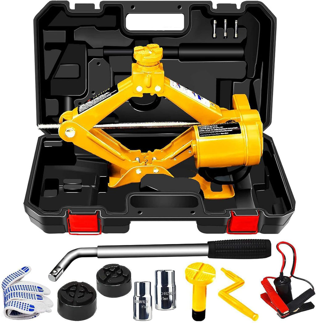 Orange 3 Ton 12V Electric Scissor Jack with Manual Wrench Z910882