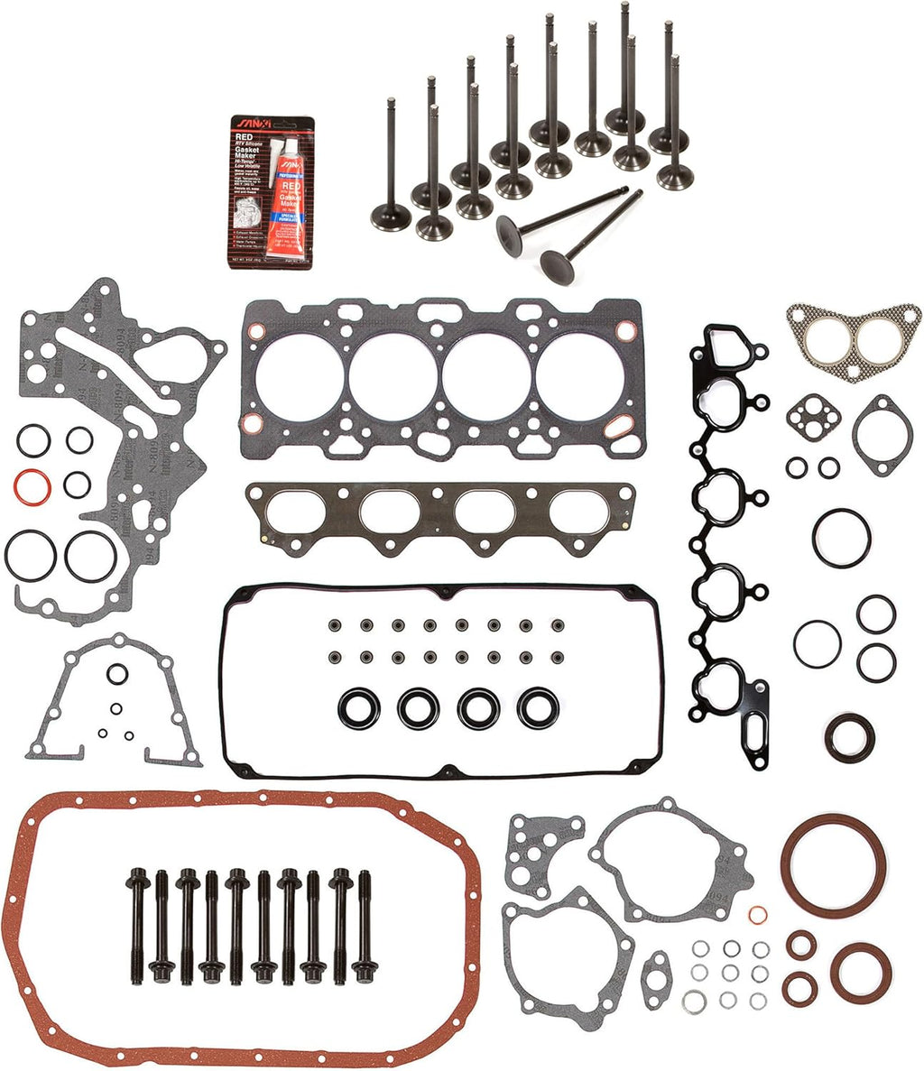 Full Gasket Set Head Bolts Intake Exhaust Valves for 2.4L SOHC 16V 4G64 P1994